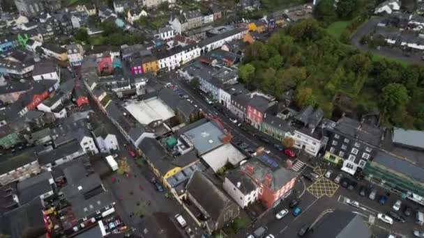 Kinsale Downtown Cork County Ireland Повітряний Вид Будівлі Вуличний Рух — стокове відео