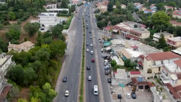 Luftaufnahme Des Verkehrs Auf Korfu Sommer — Stockvideo