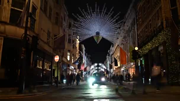 Pędzi Kierunku Świąt Bożego Narodzenia New Bond Street Londyn Wielka — Wideo stockowe