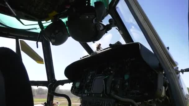 Cabina Pilotaggio Della Polizia Elicottero — Video Stock