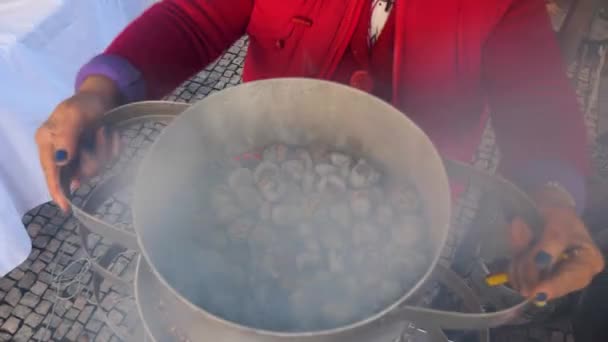 Street Vendor Castagne Arrosto Castagne Arrosto Street Vendor Castagne Arrosto — Video Stock