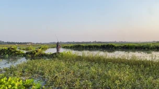 Cena Barco Com Passageiro Viajando Bortirbil Oeste Bengala Início Manhã — Vídeo de Stock