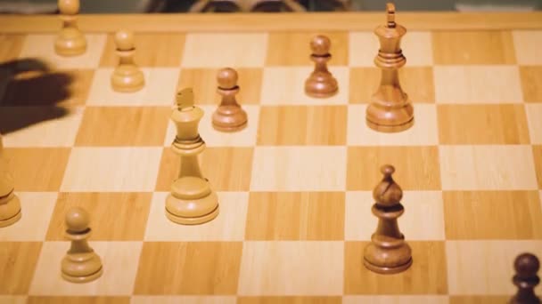 Hands Two Chess Players Move Pieces Alternately Taking Some Chess — Stock Video