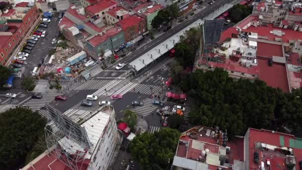 Flygfoto Över Trafiken Stadsdel Mexico City — Stockvideo