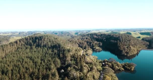 Flug Frühen Morgen Über Das Neuseeländische Wildtierreservat Strahlender Morgen — Stockvideo