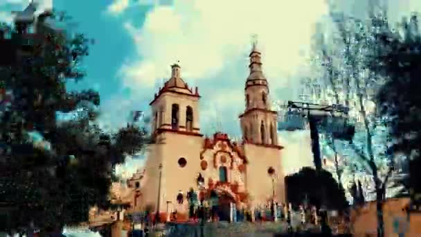 Hyperlapse Santiago Nuevo Leon Mexico Catedral Iglesia Parroquia — Stock Video