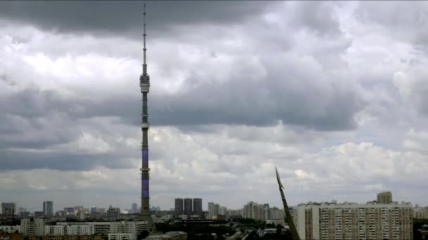 Grande Timelapse Uma Torre Piruli Comunicações Moscou Rússia Dia Muito — Vídeo de Stock