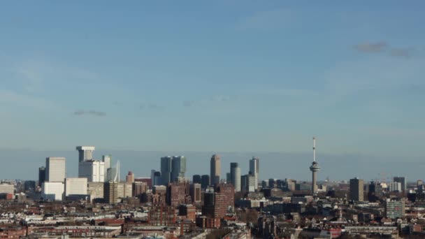 Close Horizonte Rotterdam Países Baixos Dia Ensolarado — Vídeo de Stock