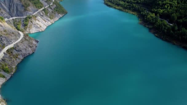 Letecký Pohled Modrá Jasné Neznečištěné Přírodní Park Jezero Pohoří Alpy — Stock video