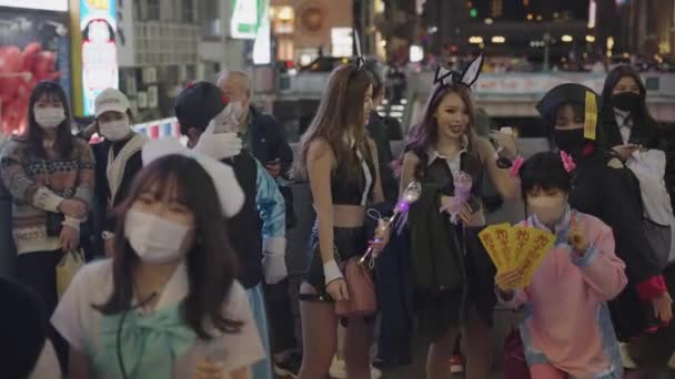 Fantasias Halloween Ponte Dotonbori Centro Osaka — Vídeo de Stock