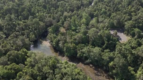 Pequeño Arroyo Cerca Del Aparcamiento Zona Boscosa Babinda Boulders Cairns — Vídeos de Stock