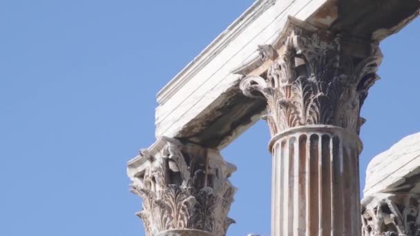 Ionic Column Center Athens Greece Detail Shot — Stock Video