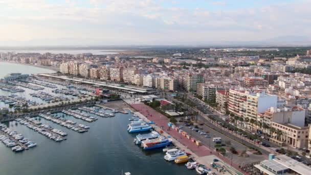 Puerto Santa Pola Alicante Spanya Spanyol Sahil Limanı Tekneleri Gemileri — Stok video