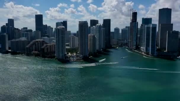 Fantastisk Hyper Fall Centrum Miami Över Biscayne Bay — Stockvideo
