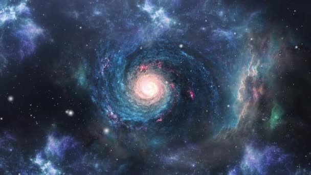 spirální galaxie s okolními mlhovými mraky ve vesmíru