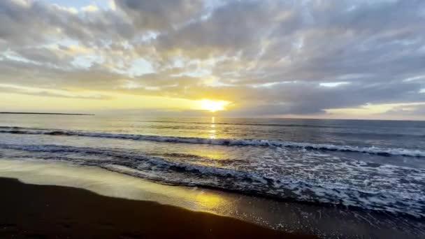 Por Sol Sobre Mar Adriático Longo Costa Albaniana — Vídeo de Stock