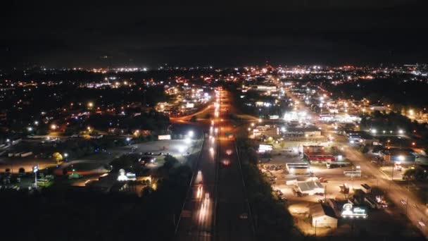 Drone Time Lapse Road Intersection Night Aerial Drone View Road — Stock Video