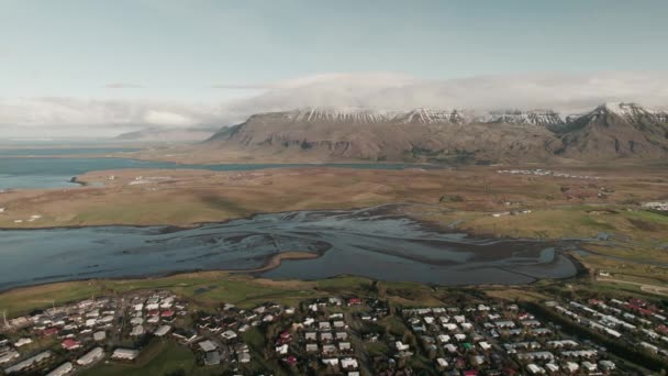 Parallasse Aereo Della Catena Montuosa Confinante Con Capitale Reykjavik Islanda — Video Stock
