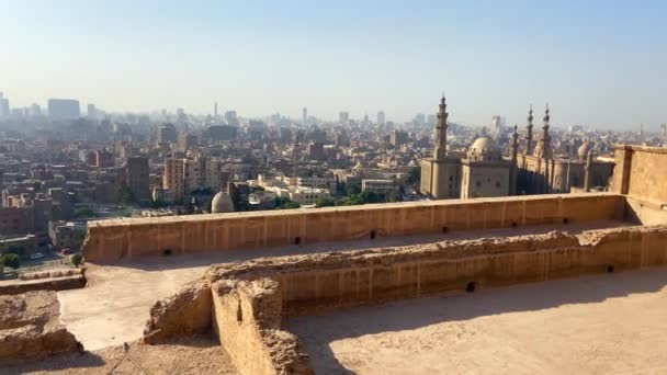 Vista Panorámica Panorámica Desde Una Azotea Toda Gran Ciudad Cairo — Vídeos de Stock