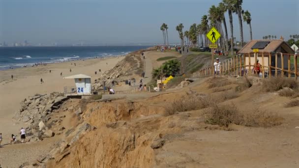 Veduta Della Spiaggia Cani Dello Stand Bagnini Huntington Beach California — Video Stock