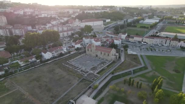 Vista Aérea Mosteiro Gótico Santa Clara Cidade Coimbra Portugal — Vídeo de Stock