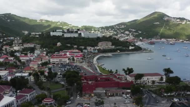 Aerial Thomas Redhook Bay Charlotte Amalie Jungferninseln Lkw Links — Stockvideo