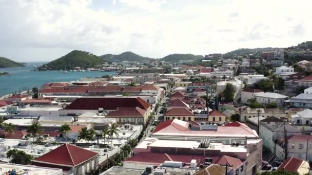 Aerial Redhook Bay Charlotte Amalie Thomas Jungferninseln Steigender Anflug — Stockvideo