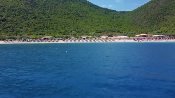 Antisamos Beach Kefalonia Island Greece Krásná Mořská Zátoka Antisamos Ostrově — Stock video