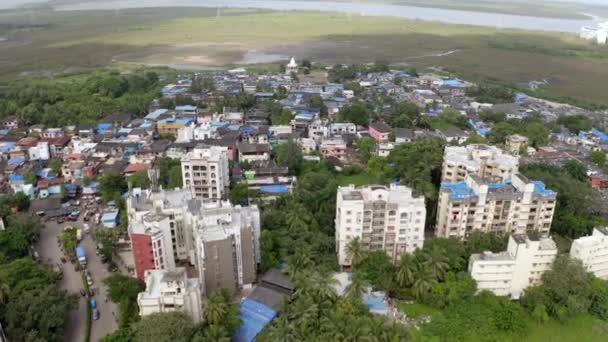 Suburban Buildings Houses Mumbai City Aerial Drone Shot — Stock Video