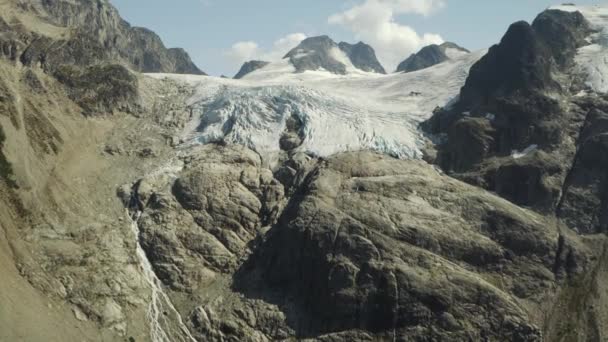 Vista Aérea Del Glaciar Matier Los Lagos Joffre Columbia Británica — Vídeos de Stock