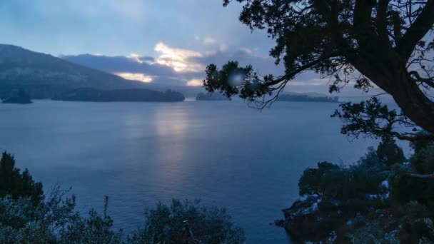 Time Lapse Video Van Mooie Patagonia Meer Zonsondergang Steady Cam — Stockvideo