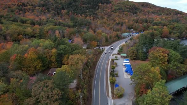 Aerial View Lakeside Road Lake Sunapee Newbury New Hampshire Usa — Stock video