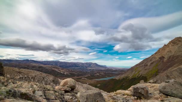 Stały Czas Cam Lapse Wideo Pięknej Góry Chalten Argentyna Panoramiczny — Wideo stockowe
