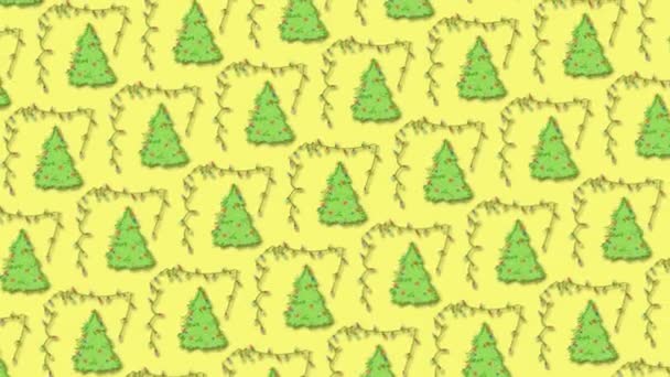 Festive Noël Papier Emballage Animé Style Fond Avec Des Arbres — Video