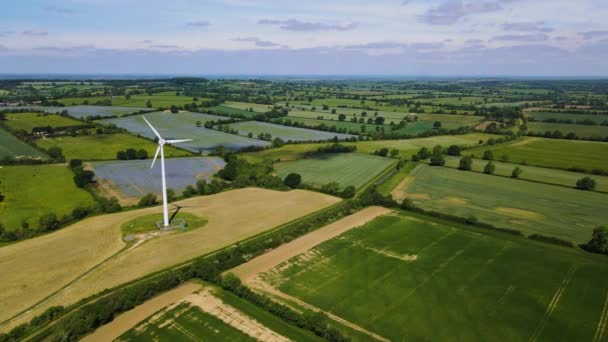 Ariel Záběry Větrné Turbíny Krásné Anglické Krajiny Northamptonshire Ohromující Panorama — Stock video