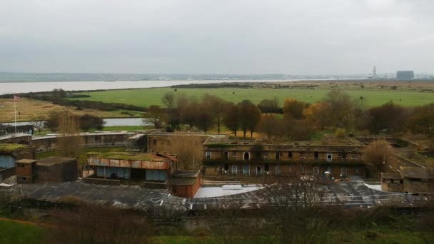 Lento Tiro Pan Colahouse Fort Essex Inglaterra Forte Artilharia Histórica — Vídeo de Stock