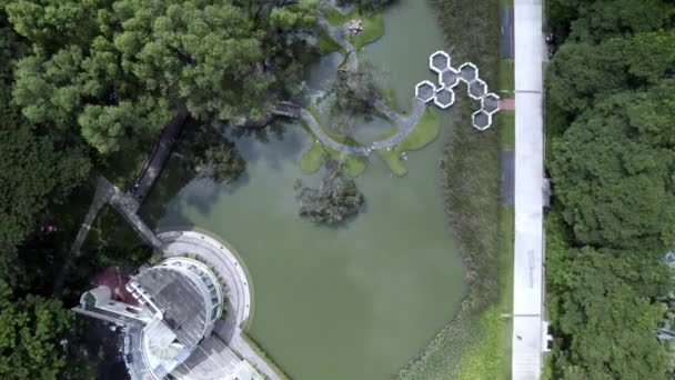 Top View Toa Payoh Town Park Singapore Luchtfoto Drone — Stockvideo