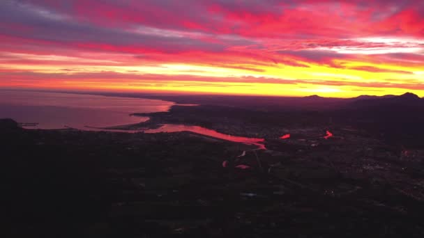 Côte Nord Espagne Océan Atlantique Hondarribia Pendant Coucher Soleil Vues — Video