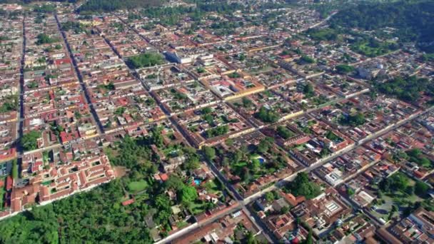 Αντίγκουα Γουατεμάλα Πανοραμική Θέα Της Αποικιακής Πόλης Της Unesco Κηφήνας — Αρχείο Βίντεο