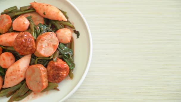 Mélanger Les Boulettes Poisson Frit Avec Sauce Yentafo Style Alimentaire — Video