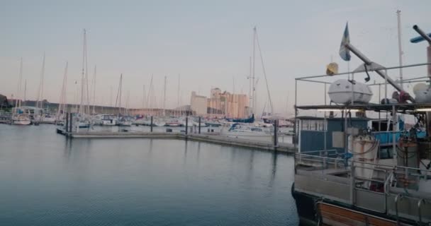 Barca Pesca Rifornimento Spot Ystad Marina Quay All Alba Estiva — Video Stock