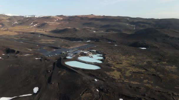 Drone Vliegen Beroemde Natuurlijke Lagune Blue Lagoon Ijsland Draaiend Uitzicht — Stockvideo