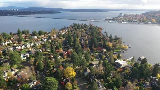 Imágenes Cinematográficas Muñeca Drones Aéreos Laurelhurst Con Medina 520 Lake — Vídeos de Stock