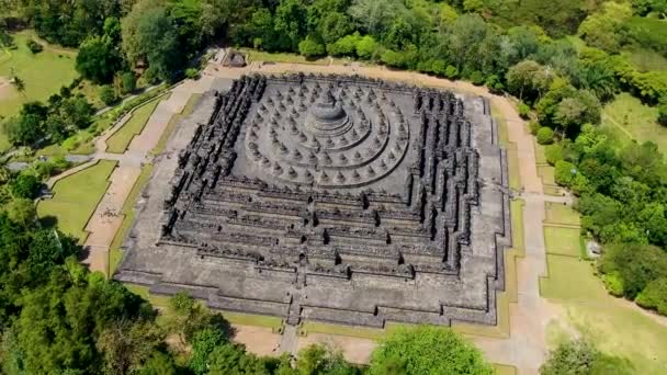 Συγκρότημα Βουδιστικών Ναών Borobudur Στη Γιογκιακάρτα Της Ιάβας Ινδονησία Εναέρια — Αρχείο Βίντεο