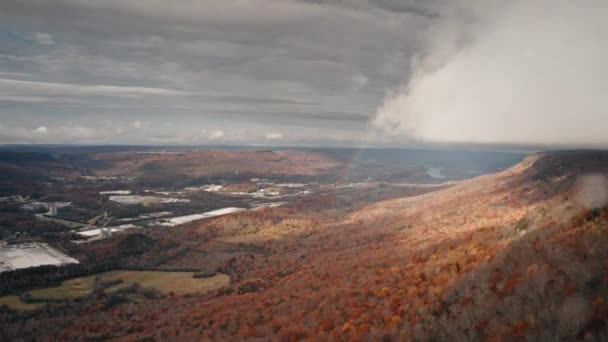 Timelapse Aérea Lookout Valley Chattanooga Com Nuvens Tempestade Gotas Chuva — Vídeo de Stock