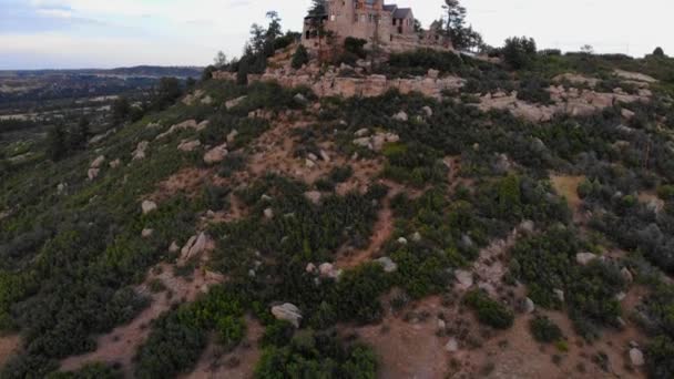 Cherokee Ranch Castle Sedalia Colorado Usa Oud Kasteel Gebouw Alpenwoestijn — Stockvideo