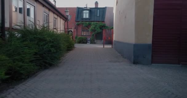 Tiny Walking Street Ystad Piedi Dalla Stazione Centrale Svezia Meridionale — Video Stock