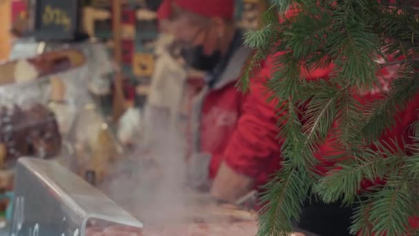 Pequeño Restaurante Del Mercado Navidad Place Comedie Montpellier Francia — Vídeo de stock
