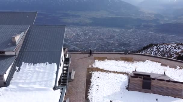 Vista Panorâmica Ponto Montanha Nordkette Seegrube Innsbruck Áustria Revelação Aérea — Vídeo de Stock