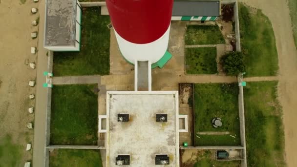 Портленд Билл Birdseye Воздушный Вид Поднимающийся Выше Полосатый Маяк Дорсет — стоковое видео